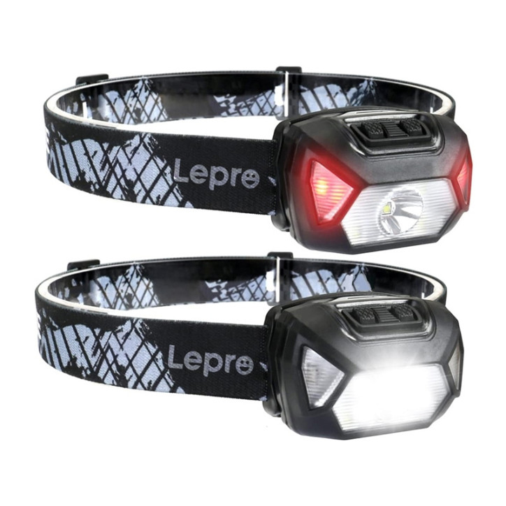 Set 2 Lampade Frontali LEPRO 320014-2 Ricaricabili USB 2000 Lux