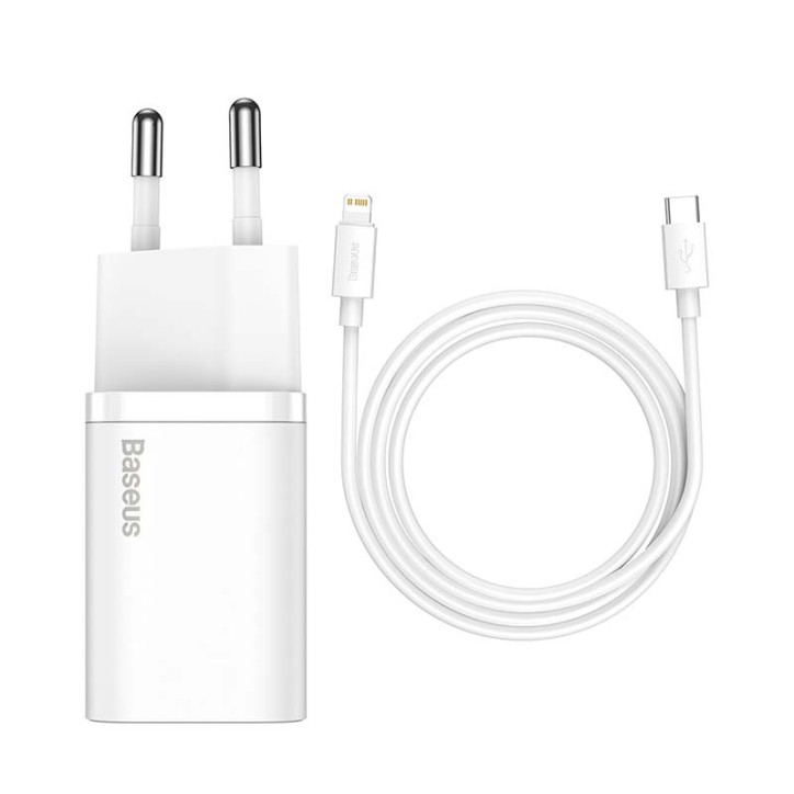 Baseus Super Si Quick Charger 1C 20W Bianco con cavo USB-C Lightning 1m Baseus Super Si Quick Charger 1C 20W Bianco con cavo USB-C Lightning 1m
