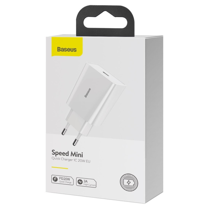 Baseus Speed Mini Caricatore Rapido USB-C PD 20W Bianco