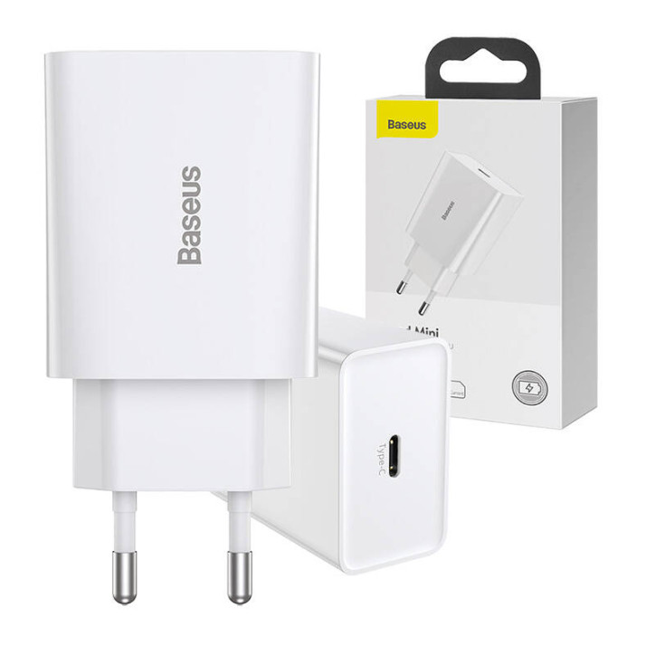 Baseus Speed Mini Caricatore Rapido USB-C PD 20W Bianco
