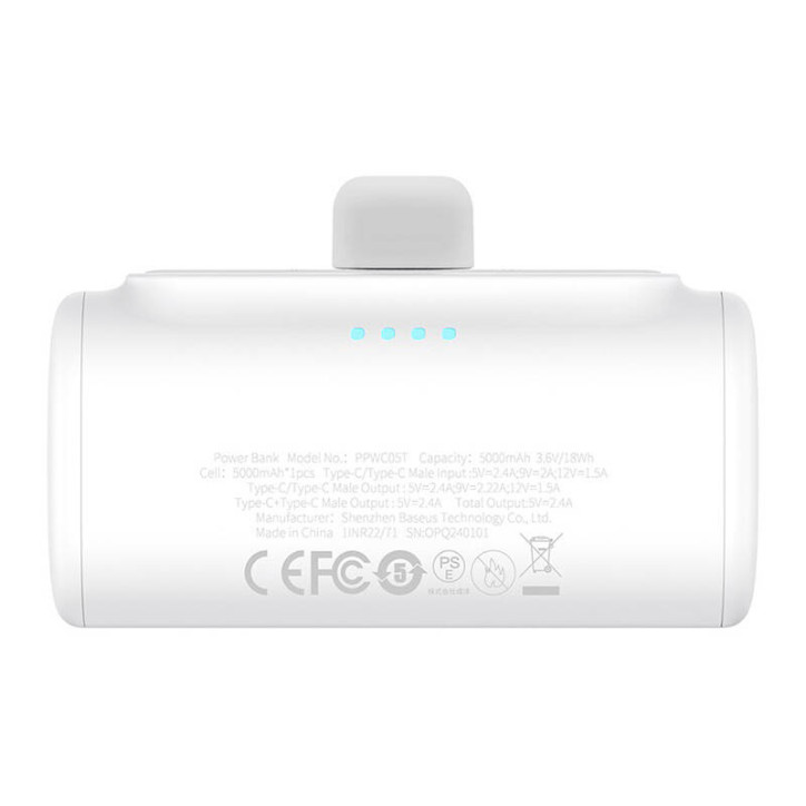 Powerbank Baseus Compact 5000mAh 20W USB-C Bianco Powerbank Baseus Compact 5000mAh 20W USB-C Bianco
