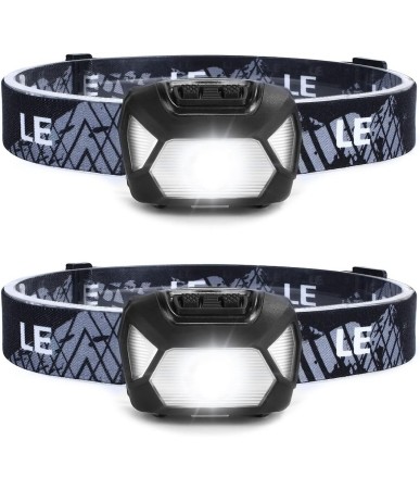LEPRO Set 2 Lampade Frontali a Batteria 200 Lumen
