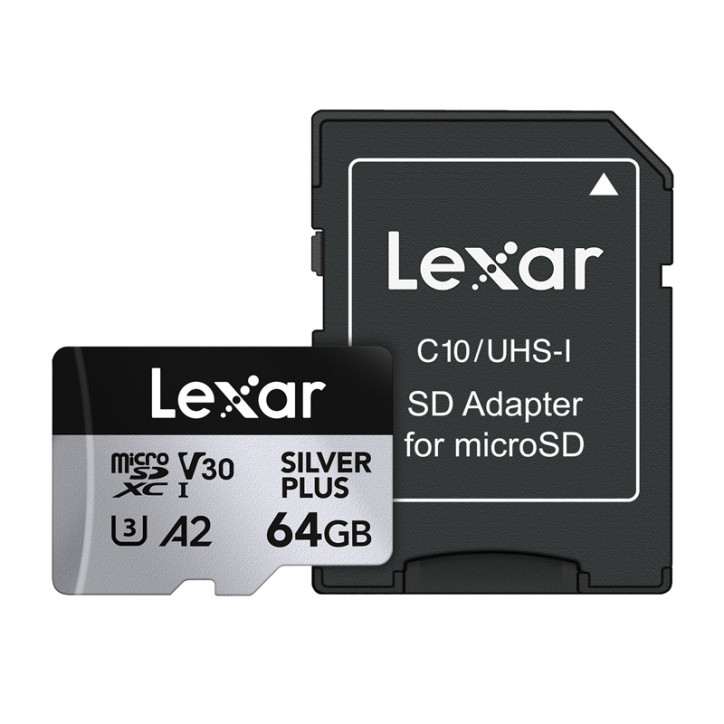 Lexar High-Performance Silver Plus microSDXC 64GB con Adattatore Lexar High-Performance Silver Plus microSDXC 64GB con Adattatore