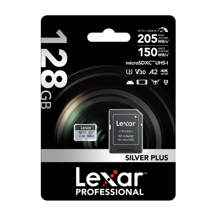Lexar High-Performance Silver Plus microSDXC 128GB con Adattatore Lexar High-Performance Silver Plus microSDXC 128GB con Adattatore