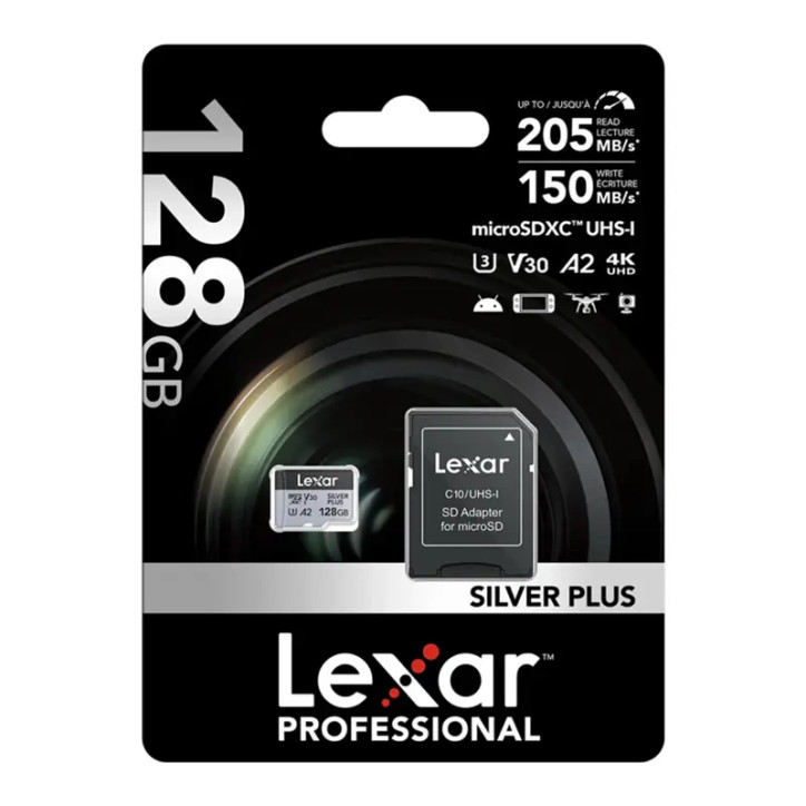 Lexar High-Performance Silver Plus microSDXC 128GB con Adattatore Lexar High-Performance Silver Plus microSDXC 128GB con Adattatore
