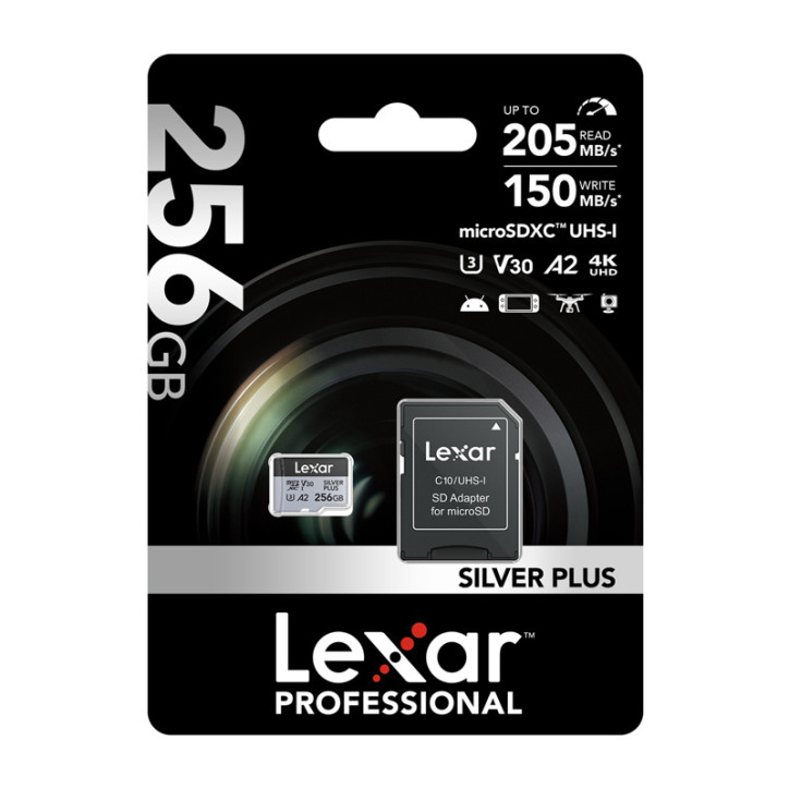 Lexar High-Performance Silver Plus microSDXC 256GB con Adattatore Lexar High-Performance Silver Plus microSDXC 256GB con Adattatore