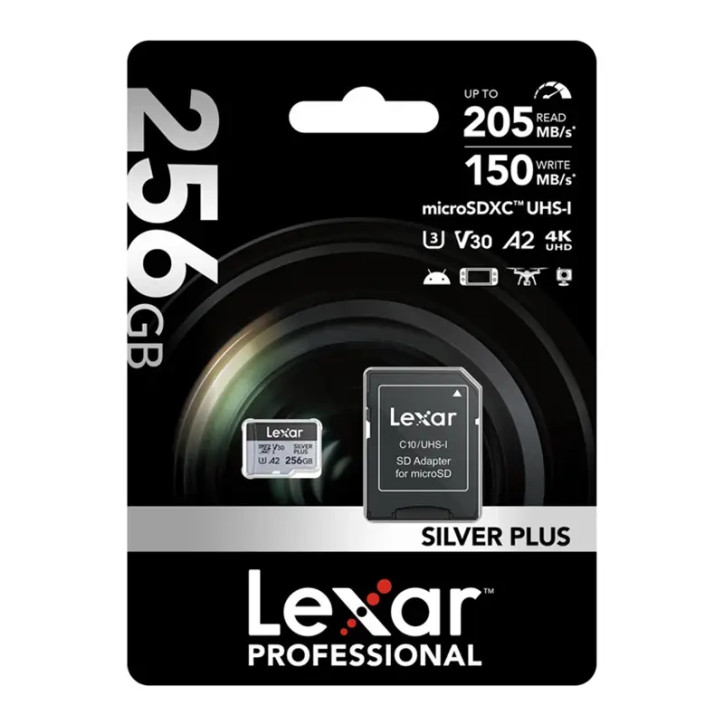 Lexar High-Performance Silver Plus microSDXC 256GB con Adattatore Lexar High-Performance Silver Plus microSDXC 256GB con Adattatore