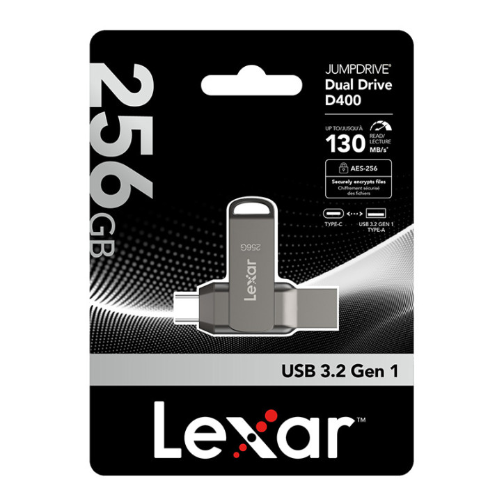Lexar JumpDrive D400 256GB USB 3.1 Dual Type-C/Type-A Nero