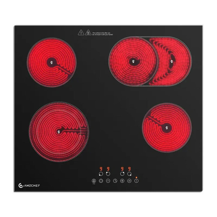 AMZCHEF Piano Cottura in Ceramica 4 Fuochi CE-T-72CB4xyP200-LBH