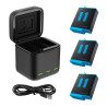 Telesin Caricatore a 3 slot con 3 Batterie per GoPro Hero 12/11/10/9