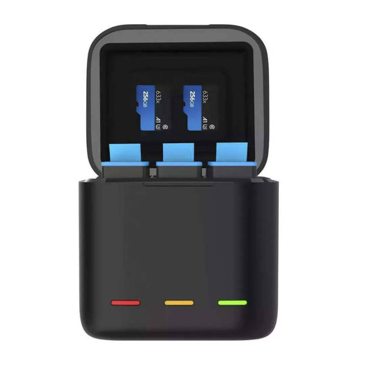 Telesin Caricatore a 3 slot con 3 Batterie per GoPro Hero 12/11/10/9