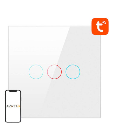 Avatto LZTS02-EU-W3 Interruttore Smart ZigBee 3 Pulsanti Bianco