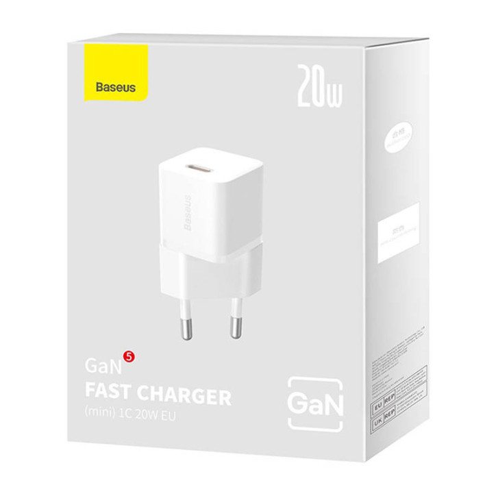 Baseus Caricatore da Muro Mini GaN5 20W Bianco