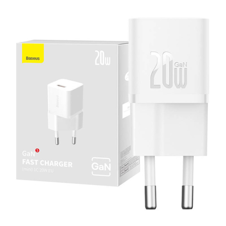Baseus Caricatore da Muro Mini GaN5 20W Bianco