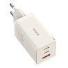 Caricatore Baseus GaN5 65W 2x USB-C + USB Bianco con cavo 1m