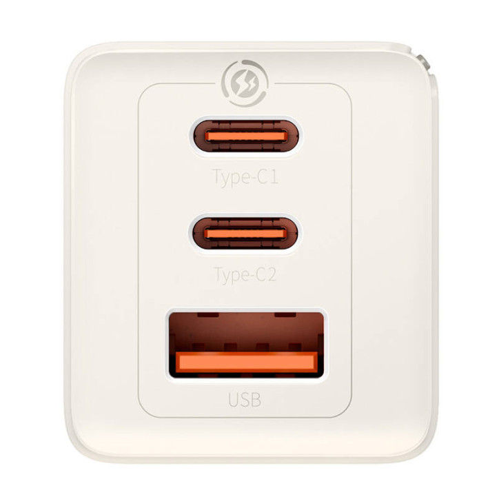 Caricatore Baseus GaN5 65W 2x USB-C + USB Bianco con cavo 1m Caricatore Baseus GaN5 65W 2x USB-C + USB Bianco con cavo 1m