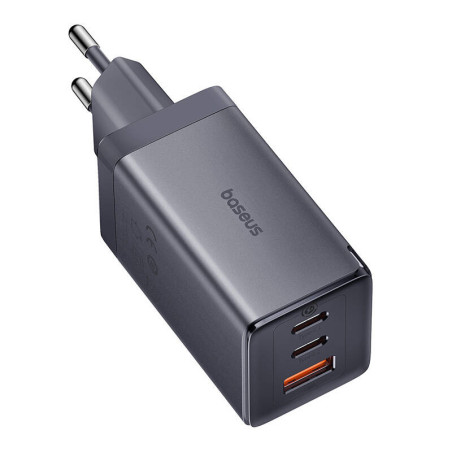 Caricatore Baseus GaN5 65W 2x USB-C + USB Grigio con Cavo 1m