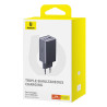Caricatore Baseus GaN5 65W 2x USB-C + USB Grigio con Cavo 1m