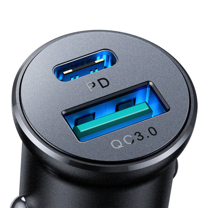 Joyroom JR-CCN05 Caricatore da auto 30W USB-A + USB-C Nero