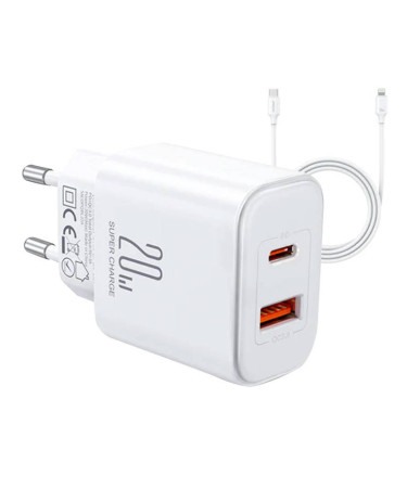 Caricatore Joyroom JR-TCF05 Flash 20W con cavo USB-C a Lightning 1m Bianco