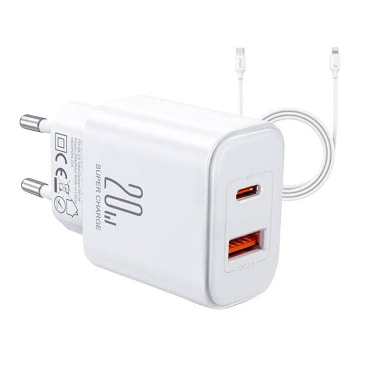 Caricatore Joyroom JR-TCF05 Flash 20W con cavo USB-C a Lightning 1m Bianco
