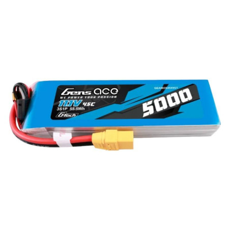Batteria LiPo Gens ace G-Tech 5000mAh 11.1V 45C 3S con connettore XT90