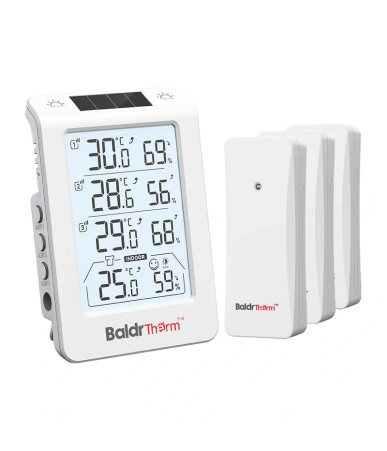 BaldrTherm B0598 Termoidrometro 3 Canali con Retroilluminazione Automatica