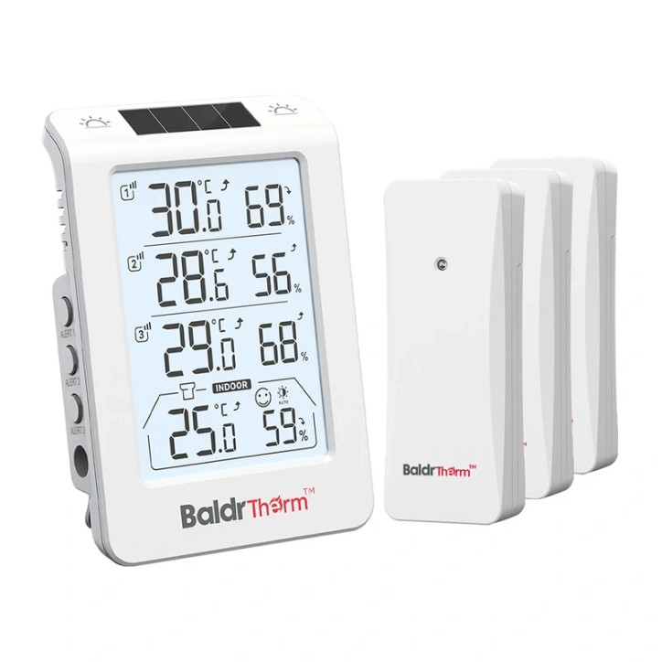 BaldrTherm B0598 Termoidrometro 3 Canali con Retroilluminazione Automatica BaldrTherm B0598 Termoidrometro 3 Canali con Retroilluminazione Automatica