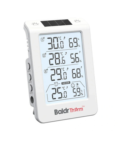 BaldrTherm B0598 Termoidrometro 3 Canali con Retroilluminazione Automatica