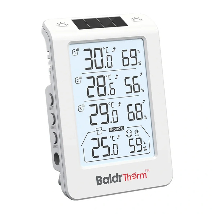 BaldrTherm B0598 Termoidrometro 3 Canali con Retroilluminazione Automatica BaldrTherm B0598 Termoidrometro 3 Canali con Retroilluminazione Automatica