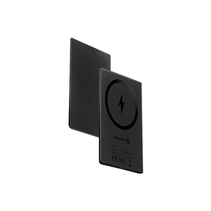 Evelatus 3000mAh Powerbank Super Slim Ricarica Wireless - Nero