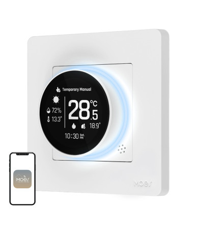 Termostato Smart Moes ZHT-SR-GA ZigBee per Riscaldamento Idronico Bianco