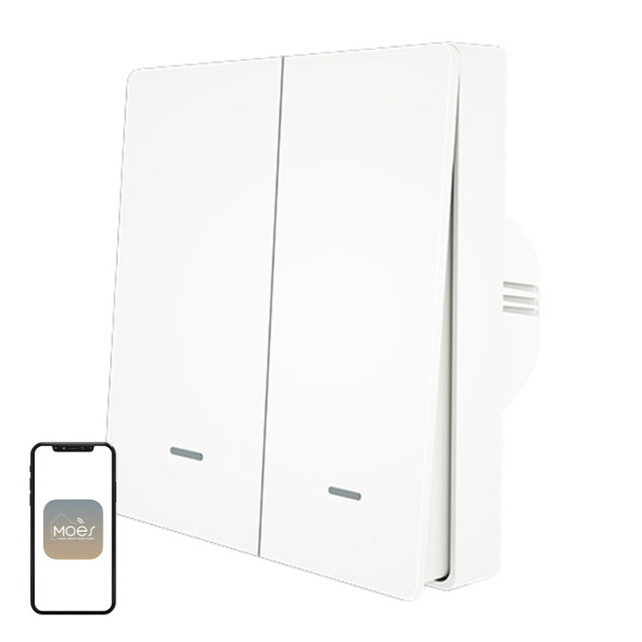 Moes Interruttore Smart ZigBee a 2 Canali ZS-B-EU2-WH-MS Moes Interruttore Smart ZigBee a 2 Canali ZS-B-EU2-WH-MS