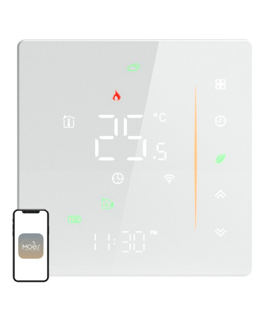 Moes Termostato Smart Wi-Fi WHT-006-GB-WH per Riscaldamento Elettrico Bianco