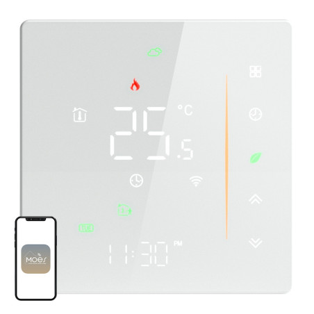 Moes Termostato Smart Wi-Fi WHT-006-GB-WH per Riscaldamento Elettrico Bianco