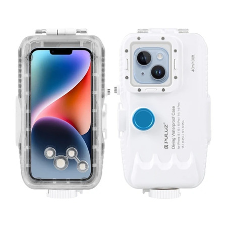 Custodia Impermeabile Puluz per iPhone 40m Valvola Unidirezionale Bianco