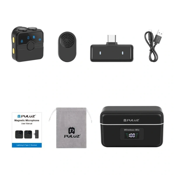 Puluz SmartLink WS300 Microfono Lavalier Wireless con Custodia di Ricarica Puluz SmartLink WS300 Microfono Lavalier Wireless con Custodia di Ricarica