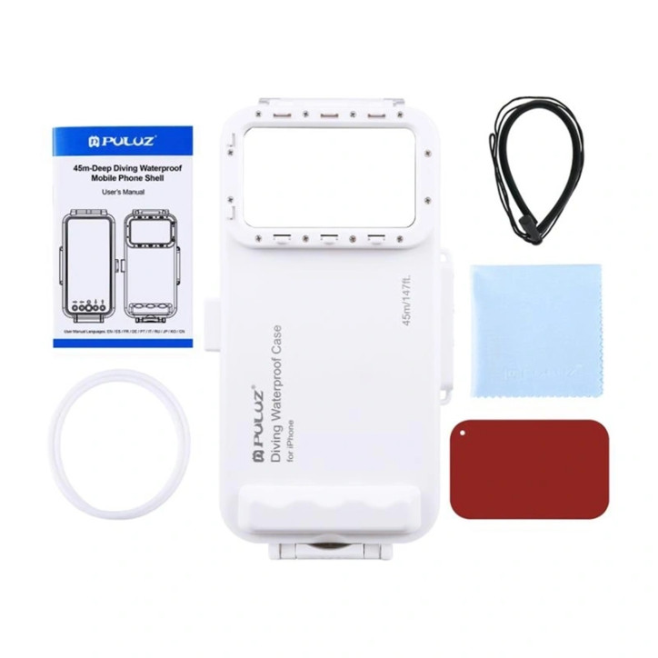 Custodia Impermeabile Puluz per Smartphone USB-C 45m Bianco Custodia Impermeabile Puluz per Smartphone USB-C 45m Bianco