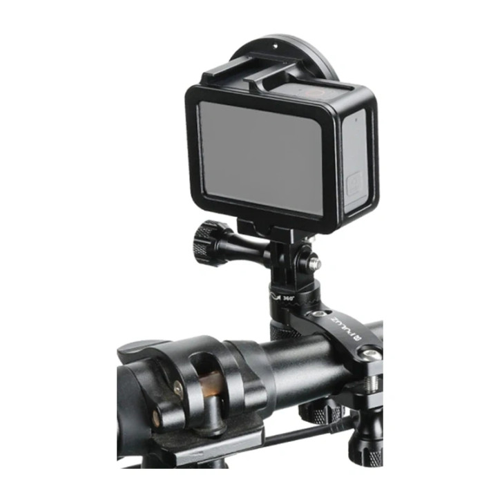 Puluz Supporto Manubrio in Alluminio per Action Cam Rotazione 360° Nero