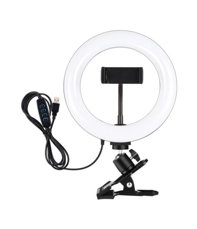 Puluz Ring Light 20cm con Supporto Monitor, Porta Telefono e Regolazione Temperatura Colore Nero
