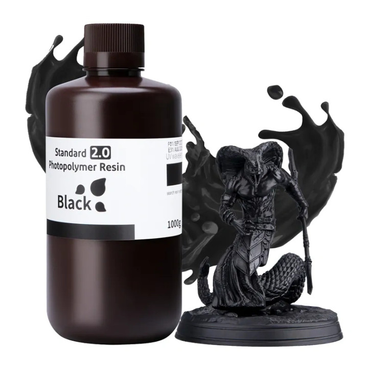 Resina per Stampa 3D ELEGOO Standard 2.0 Nera 1000g Resina per Stampa 3D ELEGOO Standard 2.0 Nera 1000g