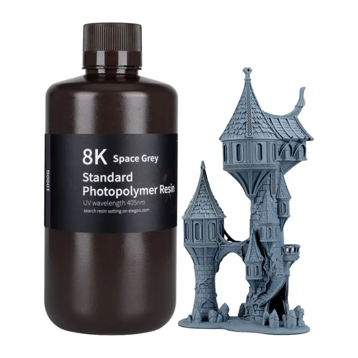 Resina per Stampa 3D ELEGOO Water Washable 8K 1kg Grigio Siderale Resina per Stampa 3D ELEGOO Water Washable 8K 1kg Grigio Siderale