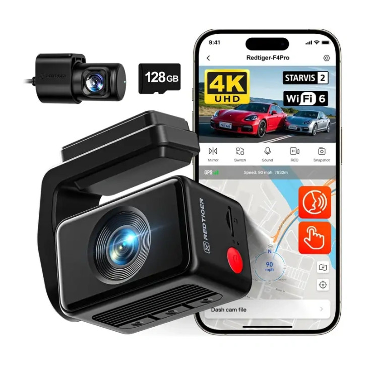 Redtiger F4 Pro Dashcam 4K WiFi GPS 128GB