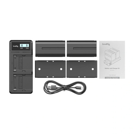 Kit caricabatterie doppio SMALLRIG 3823 con 2 batterie NP-F970