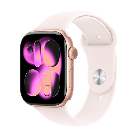 Apple Watch Series 11 GPS 46mm Oro Rosa Alluminio con Cinturino Sport Rosa Chiaro S/M
