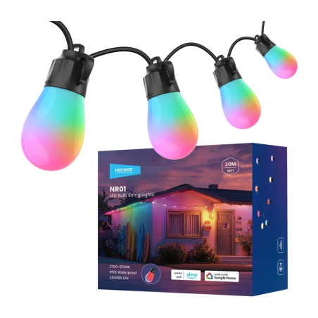 NEEWER Illuminazione Decorativa Smart per Esterni RGB Bianco Caldo 30m