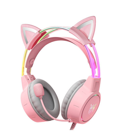 ONIKUMA X15Pro Gaming Headphones Pink/Cat Ears