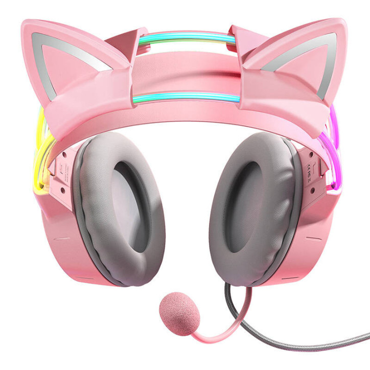 ONIKUMA X15Pro Cuffie da Gaming Rosa con Orecchie da Gatto