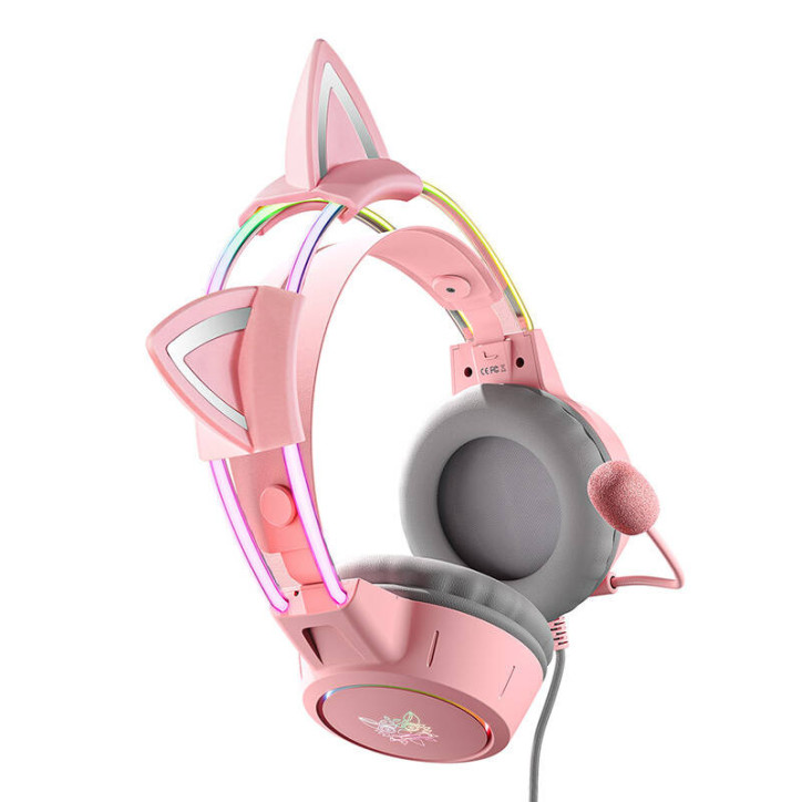 ONIKUMA X15Pro Cuffie da Gaming Rosa con Orecchie da Gatto