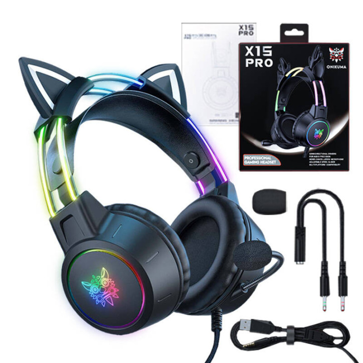 ONIKUMA X15 PRO Cuffie Gaming Cat (Nero)